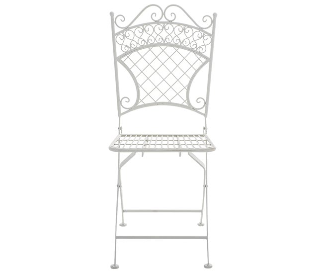 Conforama Juego De 2 Sillas De Terraza Jardín Plegable En Hierro Forjado Blanco Metal M10_000457