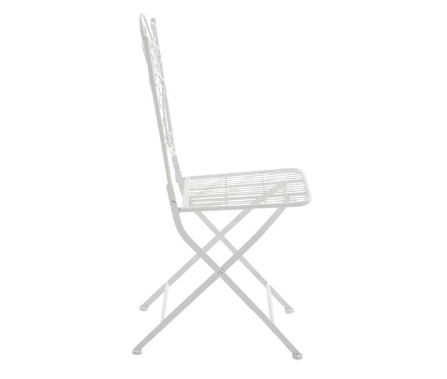 Conforama Juego De 2 Sillas De Terraza Jardín Plegable En Hierro Forjado Blanco Metal M10_000457