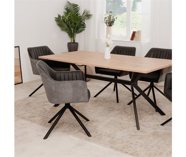 Conforama Juego De 2 Sillas En Antracita Con Patas Negras L60 Cm - Ray