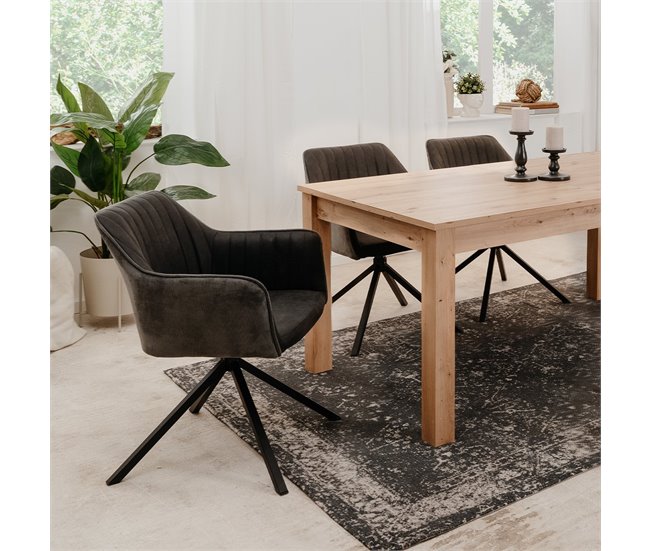 Conforama Juego De 2 Sillas En Antracita Con Patas Negras L60 Cm - Ray