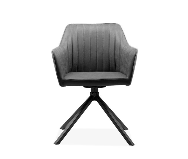 Conforama Juego de 2 Sillas en Antracita con Patas Negras L60 cm - Ray