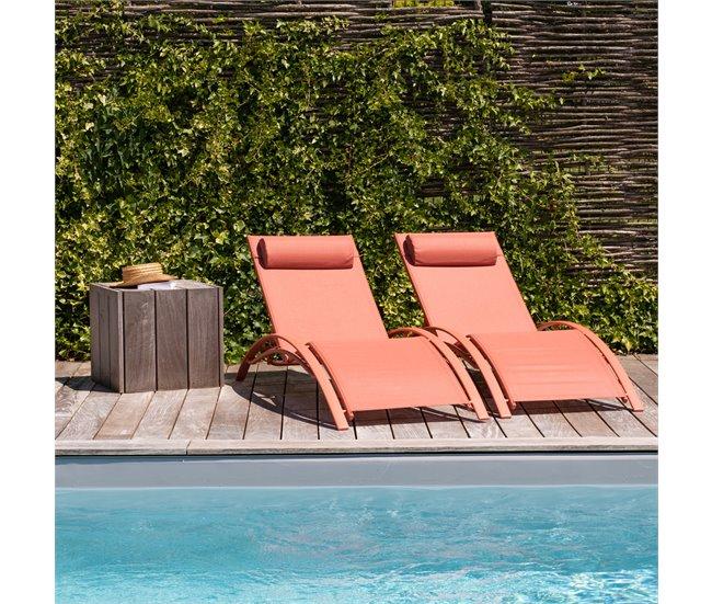 Conforama Juego De 2 Tumbonas GALAPAGOS De Textileno Y Aluminio Naranja
