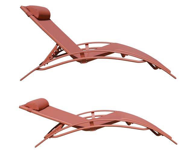 Conforama Juego De 2 Tumbonas GALAPAGOS De Textileno Y Aluminio Naranja