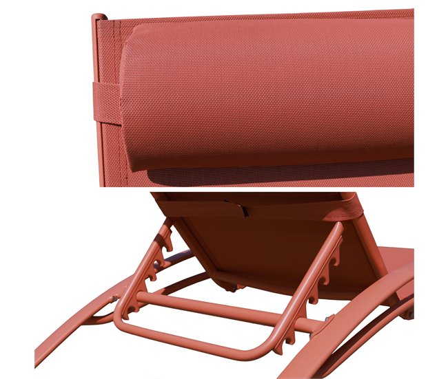 Conforama Juego De 2 Tumbonas GALAPAGOS De Textileno Y Aluminio Naranja