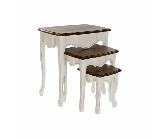 Conforama Juego De 3 Mesas DKD Home Decor Blanco Marrón 60 X 40 X 66 Cm