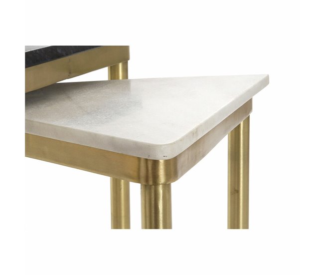 Conforama Juego De 3 Mesitas DKD Home Decor Blanco Negro Verde Dorado 68 X 46 5 X 53 Cm