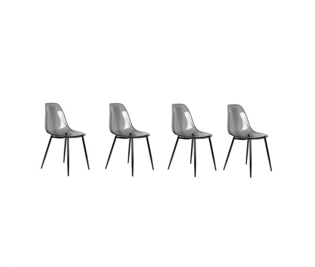 Conforama Juego De 4 Sillas Dabdalhad Sillón PET Silla De Comedor Ergonómica Asiento Para Reuniones 53x46h81 Cm Humo