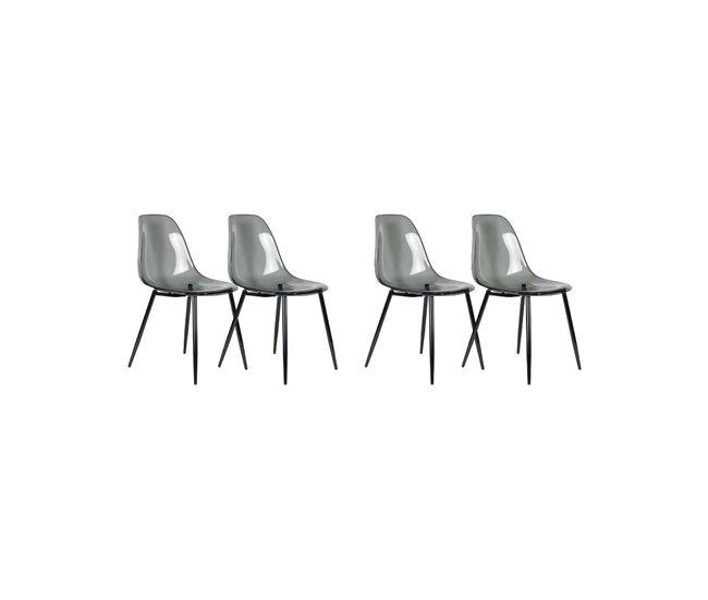 Conforama Juego de 4 sillas Dabdalhad Sillón PET Silla de comedor ergonómica Asiento para reuniones 53x46h81 cm Humo