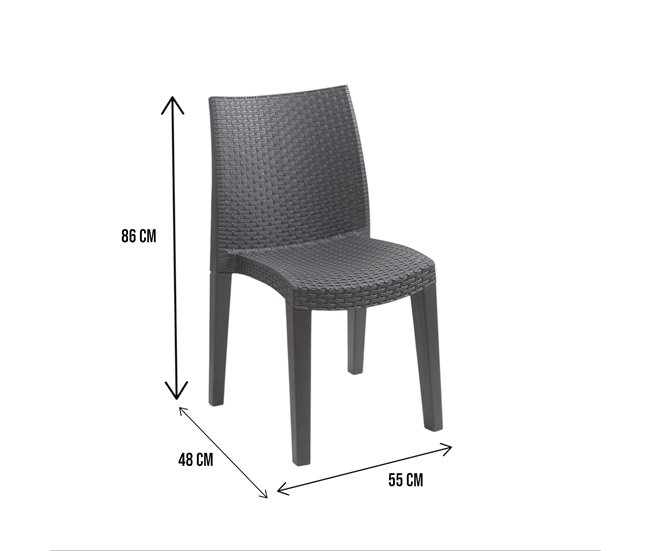 Conforama Juego De 4 Sillas De Exterior Dmaldin Asientos De Jardín Sillas De Mesa De Comedor Sillón De Exterior Efecto Ratán 100% Made In Italy 55x48h86 Cm Antracita
