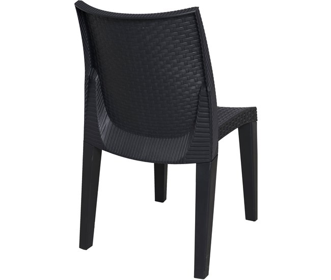 Conforama Juego De 4 Sillas De Exterior Dmaldin Asientos De Jardín Sillas De Mesa De Comedor Sillón De Exterior Efecto Ratán 100% Made In Italy 55x48h86 Cm Antracita
