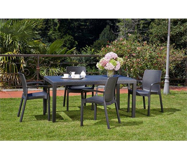 Conforama Juego De 4 Sillas De Exterior Dnardin Asientos De Jardín Silla De Mesa De Comedor Sillón De Exterior Efecto Ratán 100% Made In Italy 54x60h82 Cm Antracita