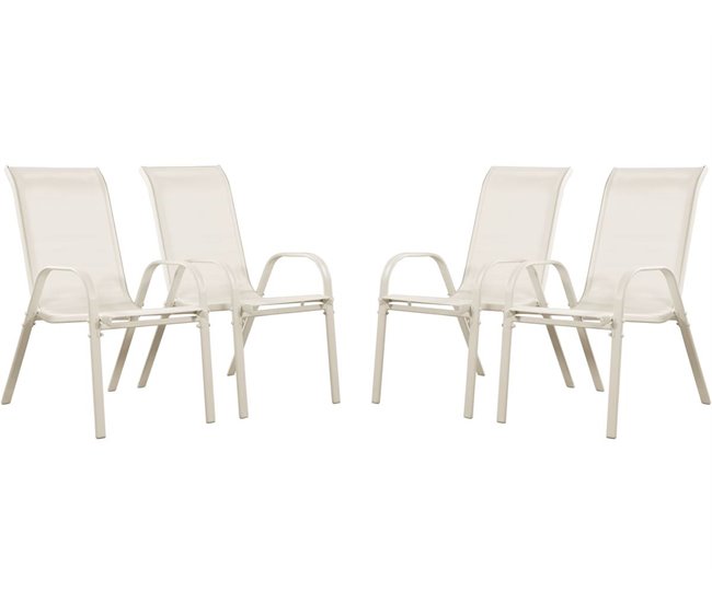 Conforama Juego de 4 sillas jardín Textileno "Cordoba" - Phoenix - Crudo