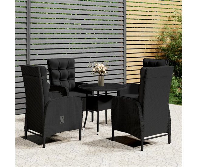 Conforama Juego De Bistró De Jardín 5 Piezas Ratán Sintético Negro