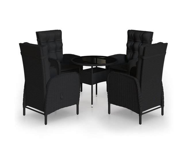 Conforama Juego de bistró de jardín 5 piezas ratán sintético negro