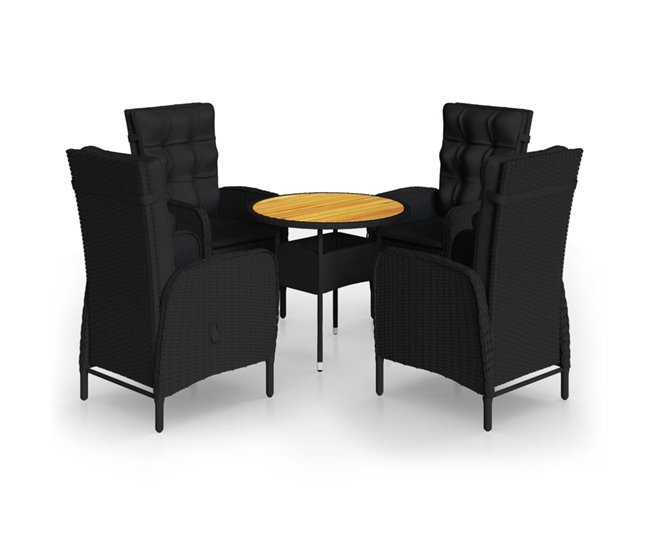 Conforama Juego de bistró jardín 5 piezas ratán sintético negro