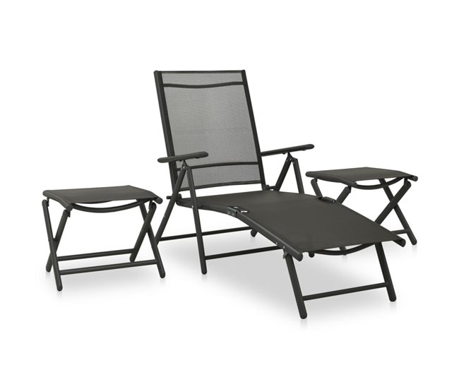Conforama Juego De Comedor De Jardin 10 Piezas Negro Y Gris Antracita