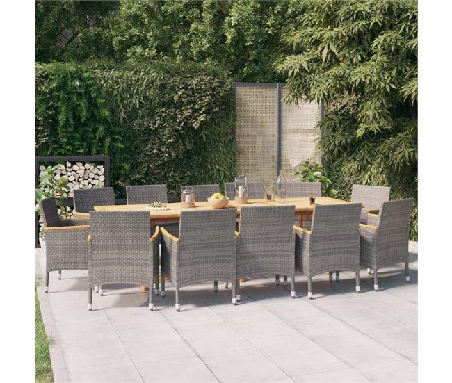 Conforama Juego De Comedor De Jardín 13 Piezas Con Cojines Gris