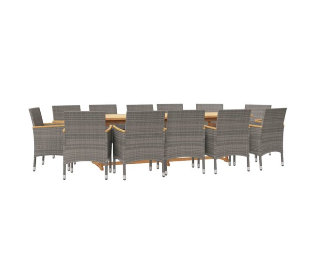 Conforama Juego De Comedor De Jardín 13 Piezas Con Cojines Gris