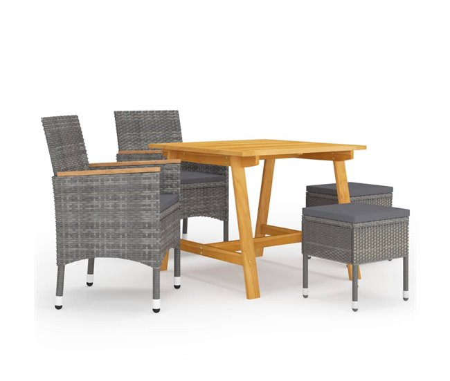 Conforama Juego de comedor de jardin de 5 piezas gris