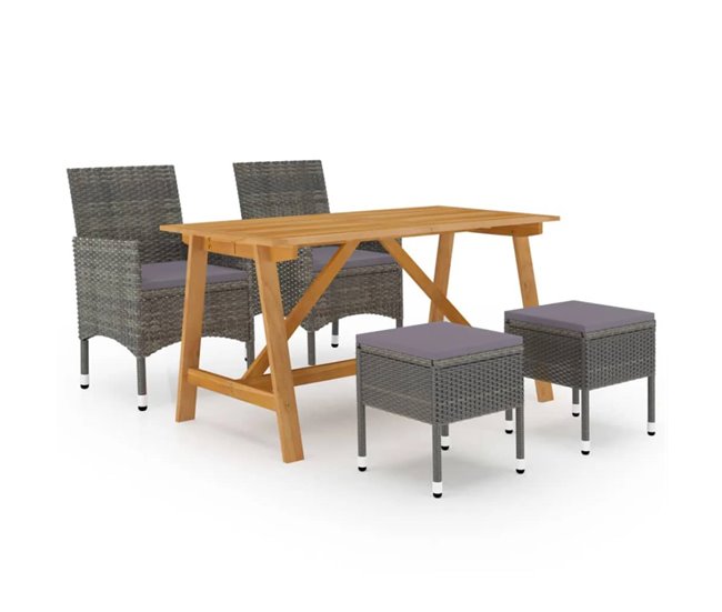 Conforama Juego de comedor de jardin de 5 piezas gris