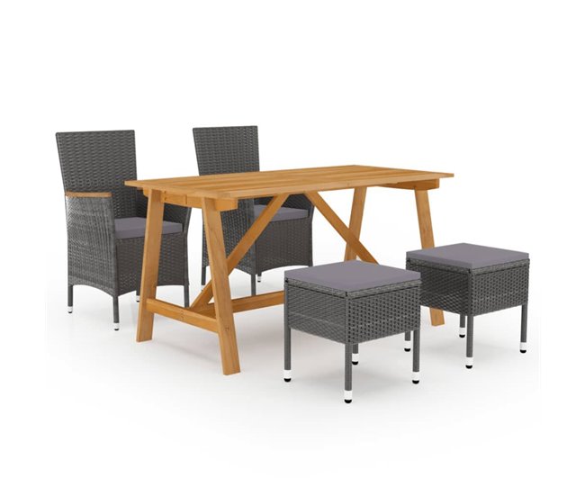Conforama Juego de comedor de jardin de 5 piezas gris