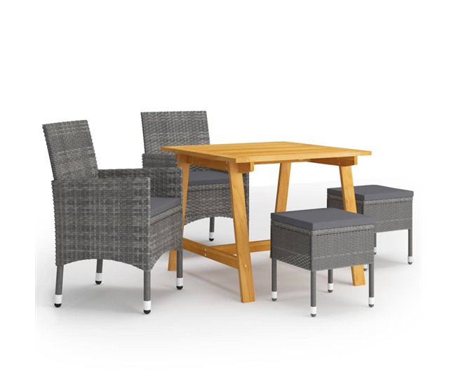 Conforama Juego de comedor de jardin de 5 piezas gris