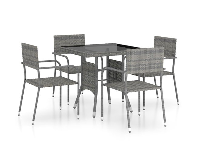 Conforama Juego De Comedor Para Jardín 5 Piezas Ratán Sintético Gris VidaXL