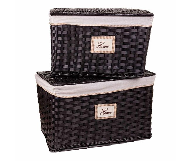 Conforama Juego de Dos Baúles Alexandra House Living Marrón oscuro Madera de sauce 46 x 46 x 76 cm