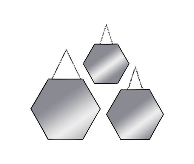 Conforama Juego De Espejos Atmosphera 36005 Hexagonal Negro