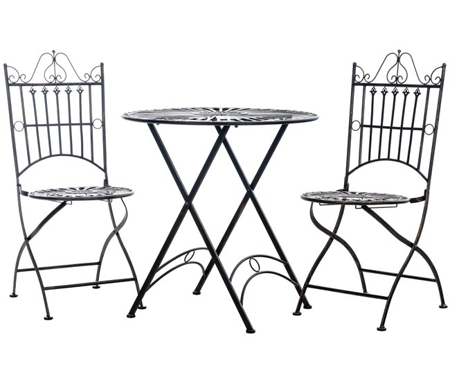Conforama Juego De Mesa Y Dos Sillas Tegal Metal Bronce 53X39X94 Cm