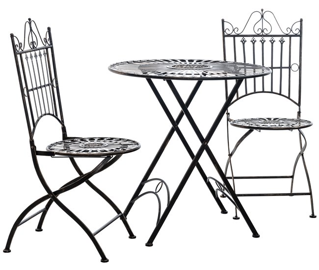 Conforama Juego De Mesa Y Dos Sillas Tegal Metal Bronce 53X39X94 Cm