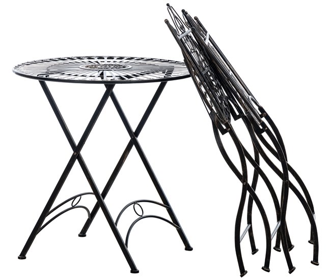 Conforama Juego De Mesa Y Dos Sillas Tegal Metal Bronce 53X39X94 Cm