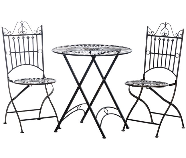 Conforama Juego de mesa y dos sillas Tegal Metal Bronce 53X39X94 cm