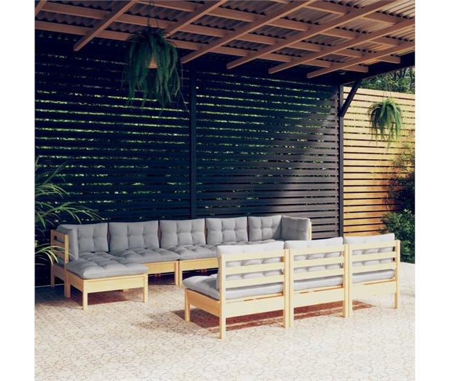 Conforama Juego De Muebles De Jardin 10 Piezas Y Cojines Madera Pino Gris