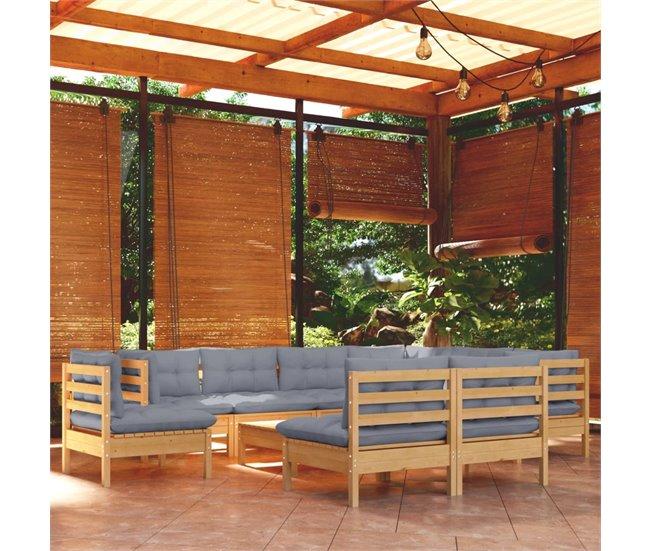 Conforama Juego De Muebles De Jardin 10 Piezas Y Cojines Madera Maciza Pino