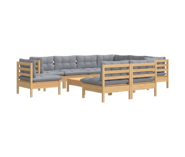 Conforama Juego De Muebles De Jardin 10 Piezas Y Cojines Madera Maciza Pino