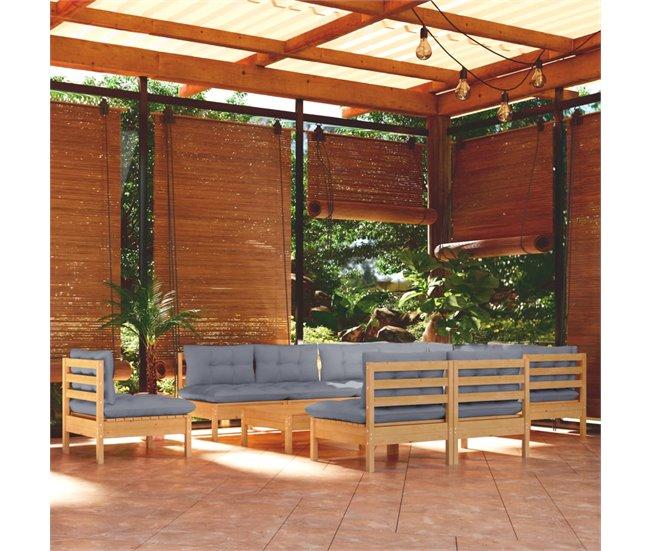 Conforama Juego De Muebles De Jardin 11 Piezas Y Cojines Madera Maciza Pino