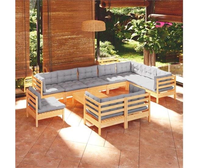 Conforama Juego De Muebles De Jardin 11 Piezas Y Cojines Madera Maciza Pino