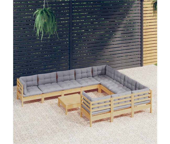 Conforama Juego De Muebles De Jardin 11 Piezas Y Cojines Madera De Pino