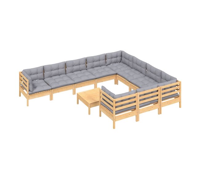 Conforama Juego De Muebles De Jardin 11 Piezas Y Cojines Madera De Pino