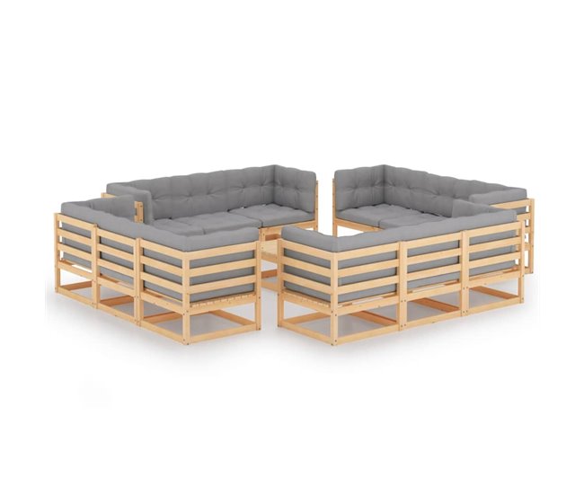 Conforama Juego De Muebles De Jardín 13 Pzas Y Cojines Madera Pino Maciza