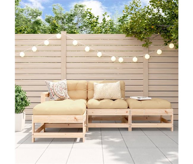 Conforama Juego De Muebles De Jardin 4 Piezas Madera Maciza De Pino