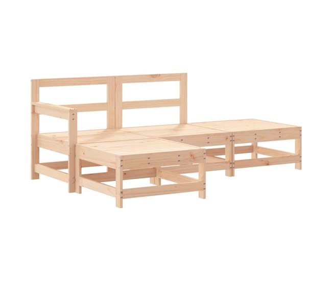 Conforama Juego de muebles de jardin 4 piezas madera maciza de pino