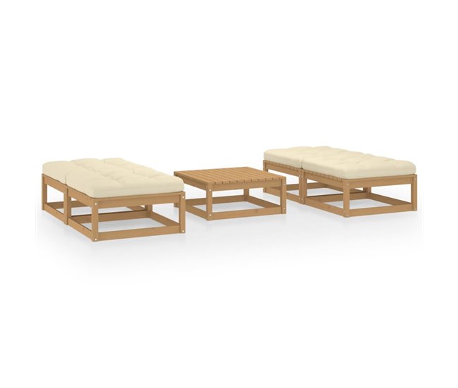 Conforama Juego De Muebles De Jardin 5 Piezas Y Cojines Madera Pino Maciza