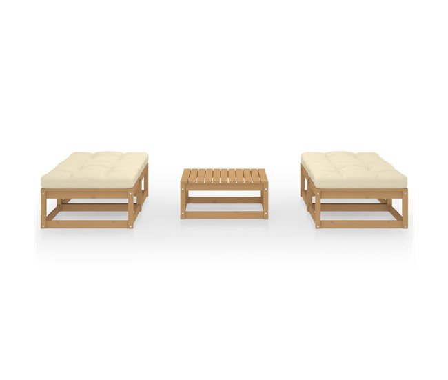 Conforama Juego de muebles de jardin 5 piezas y cojines madera pino maciza
