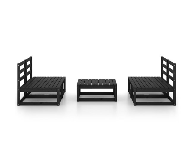 Conforama Juego De Muebles De Jardin 5 Piezas Y Cojines Negro Madera Pino
