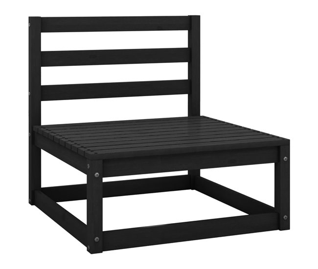 Conforama Juego De Muebles De Jardin 5 Piezas Y Cojines Negro Madera Pino