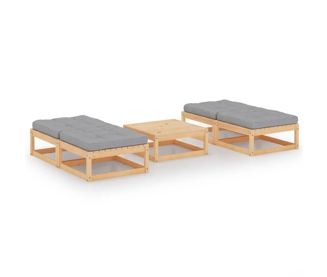 Conforama Juego De Muebles De Jardín 5 Pzas Y Cojines Madera Pino Maciza