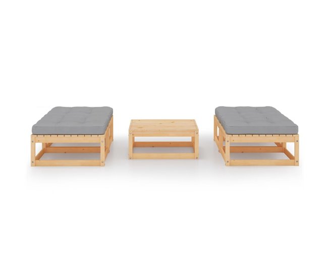 Conforama Juego de muebles de jardín 5 pzas y cojines madera pino maciza