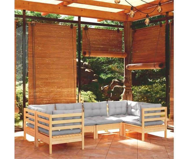 Conforama Juego De Muebles De Jardin 6 Piezas Y Cojines Madera De Pino